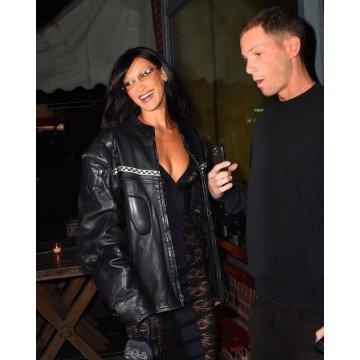 Bella Hadid 26th Birthday Celebration Black Leather Jacket