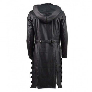 New Mens PUBG Leather Hooded Trench Long Coat New Mens PUBG Leather Hooded Trench Long Coat