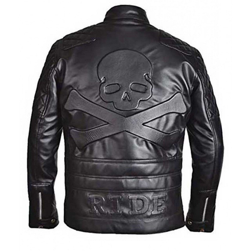 New Men’s Biker Reinforced Vintage Distressed Black with Skull Leather ...