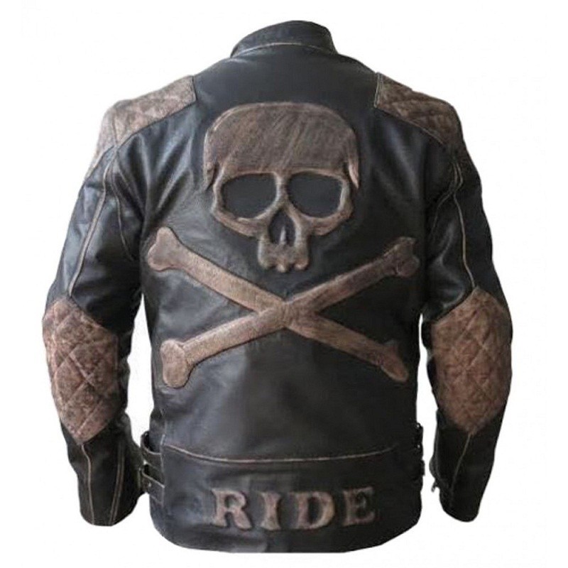 New Men’s Biker Reinforced Vintage Distressed Skull Leather Jacket