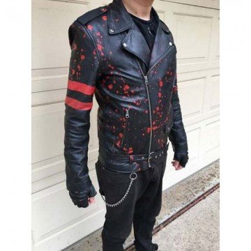 Thomas Jane Custom Hand Painted Punk Bloody Punisher Leather Biker Jacket Thomas Jane Custom Hand Painted Punk Bloody Punisher Leather Biker Jacket