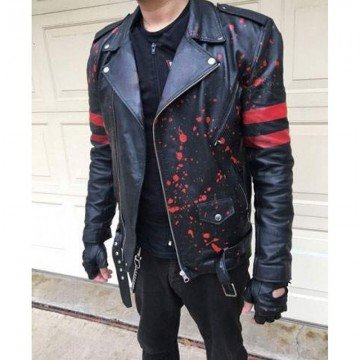 Thomas Jane Custom Hand Painted Punk Bloody Punisher Leather Biker Jacket Thomas Jane Custom Hand Painted Punk Bloody Punisher Leather Biker Jacket