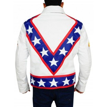 New Men's Evel Knievel White Biker Stunt Leather Jacket New Men's Evel Knievel White Biker Stunt Leather Jacket