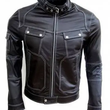 Biker Black Leather Jacket...