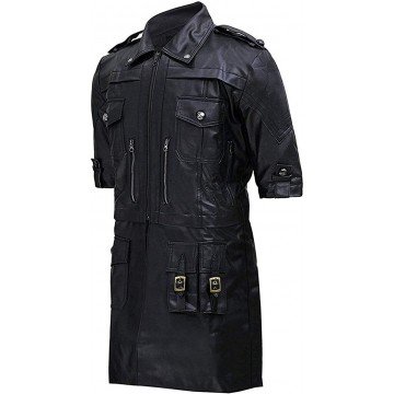 Final Fantasy XV Noctis Lucis Caelum Black Leather Jacket Trench Coat