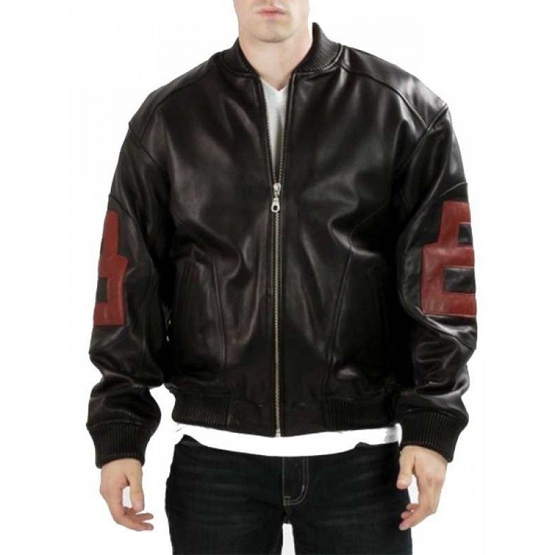 Black 8 Ball Men's Pointed Collar Michael Hoban Leather Jacket