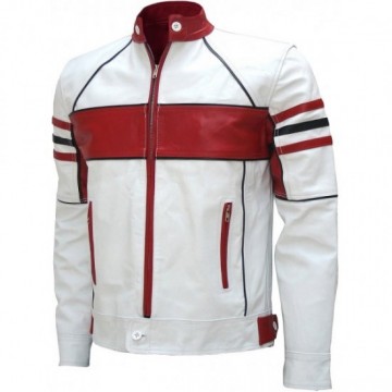 Bi-Color Men's Leather Biker Jacket