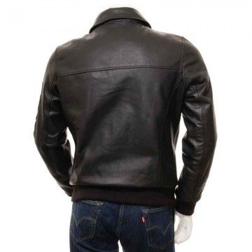 Men’s Black Classic Real Leather Bomber Jacket