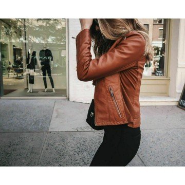 Brown Women's Genuine Lambskin Leather Motorcycle Slim fit Designer Biker Jacket