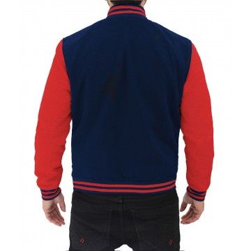 Men's Letterman Wool Navy Blue & Red Baseball Varsity Jacket