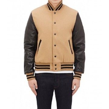 Men's Letterman Wool Tan...