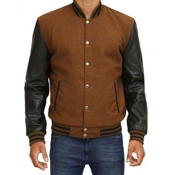 Men's Letterman Wool Brown...