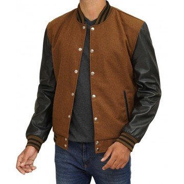 Men's Letterman Wool Brown Baseball Varsity Jacket