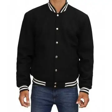 Men's Letterman Wool Black...