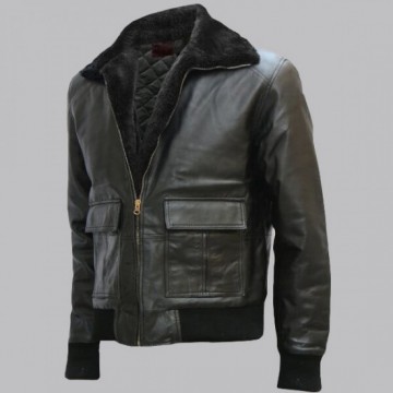 Black Bomber Leather Jacket