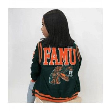 Florida A&M University Unisex Green Varsity Jacket