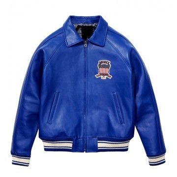 Avirex Limited Edition Blue Icon Croc Leather Jacket