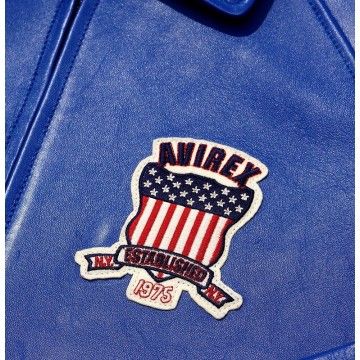 Avirex Limited Edition Blue Icon Croc Leather Jacket