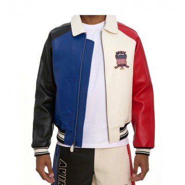 Avirex Men's Blue Colorblock Icon Military Bomber Jacket