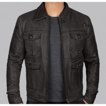 Expendable Distressed Men's Vintage Black Leather Jacket