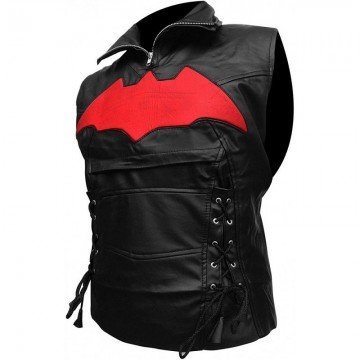 New Batman Arkham Knight Black Leather Jacket With Vest